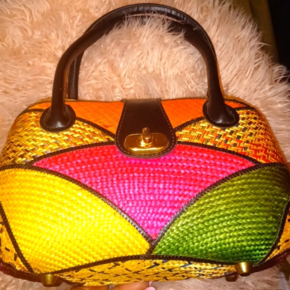 Multi Color Woven Box Handbag